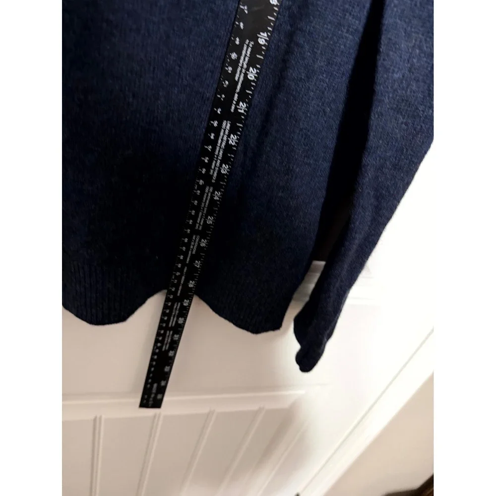 Banana Republic Wool Sweater Mens L Hooded Italian Yarn Navy Blue Pullover EUC
